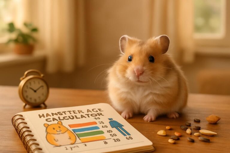 Découvrez notre calculateur d’âge de hamster en âge humain pour comprendre l’espérance de vie de votre compagnon à quatre pattes. Transformez facilement l’âge de votre hamster en équivalent humain et apprenez à mieux prendre soin de lui selon sa tranche d'âge.
